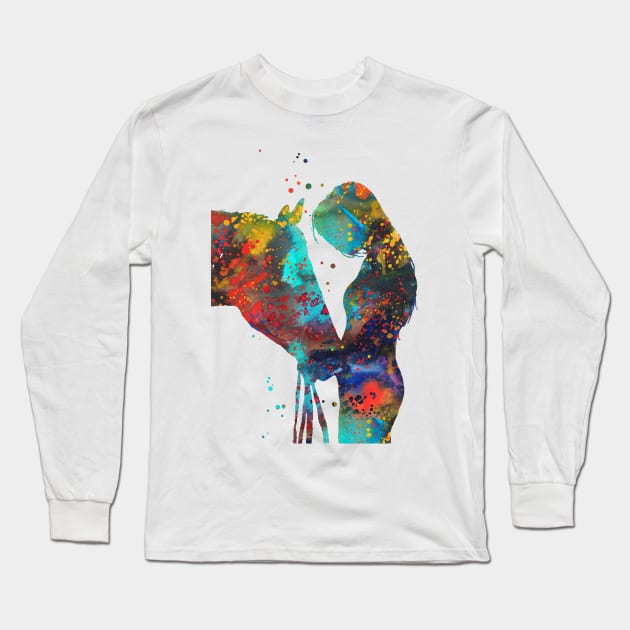 Girl with horse Long Sleeve T-Shirt by RosaliArt